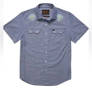 NWT Howler Bros Crosscut Deluxe Snapshirt Small S Fresh Blooms Indigo Blue